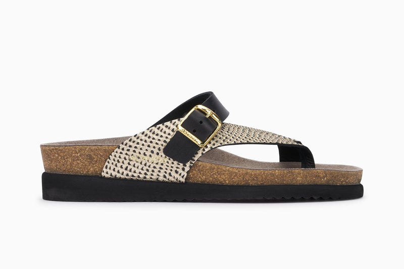 Mephisto Women's Helen Mix Black Snake Print Leather Sandal