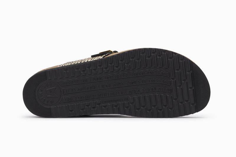 Mephisto Women's Helen Mix Black Snake Print Leather Sandal