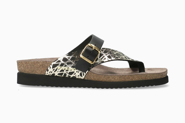 Mephisto Women's Helen Mix Black Graphic Leather Sandal