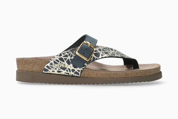 Mephisto Women's Helen Mix Navy Graphic Leather Sandal