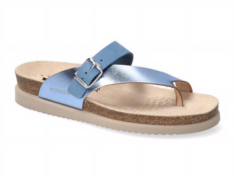 Mephisto Women's Helen Mix Sky Blue Metallic Leather Sandal