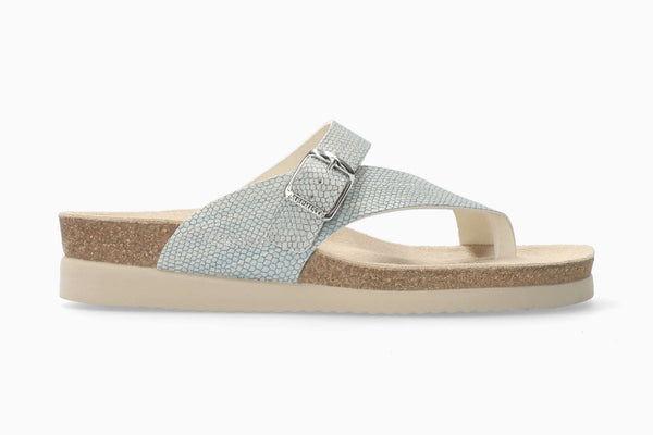 Mephisto Women's Helen Sky Blue Reptile Print Leather Sandal
