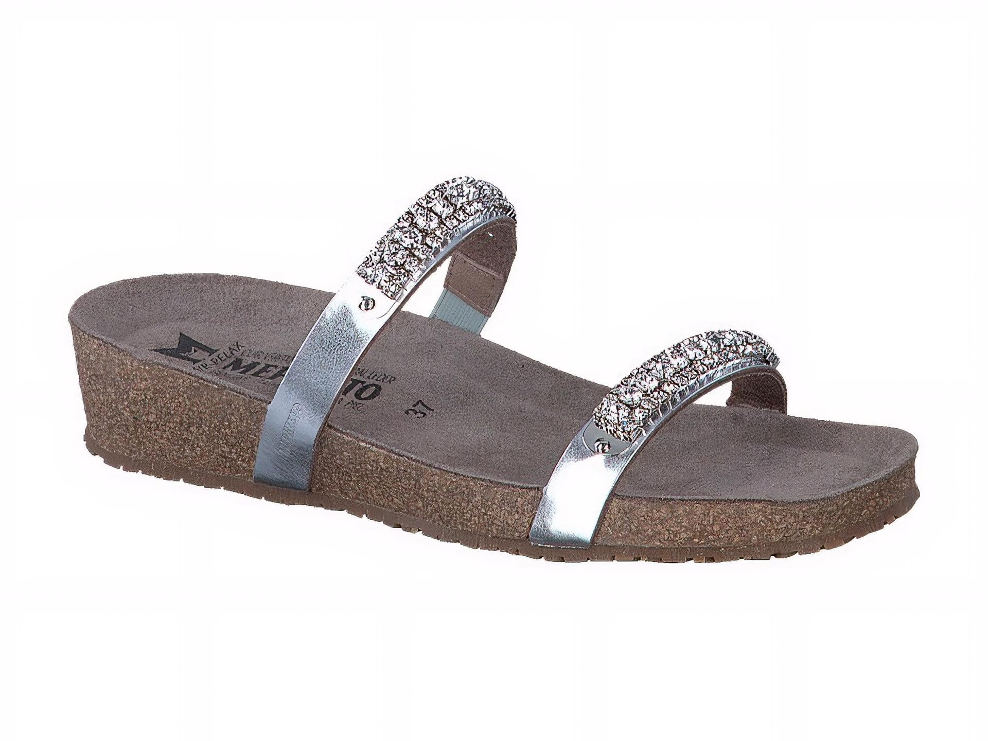 Mephito Women's Ivana Nickel Metallic Leather Sandal