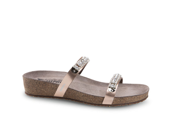 Mephito Women's Ivana Pink Metallic Leather Sandal