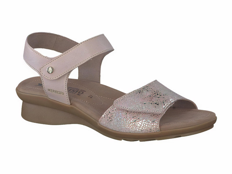 Mephisto Women's Pattie Light Taupe Metallic And Smooth Leather Combo Sandal