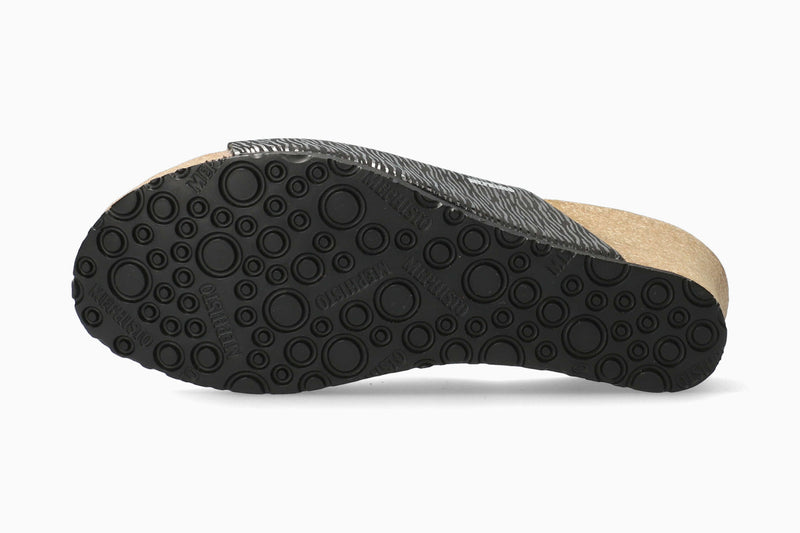 Mephisto Women's Lisane Black Zebra Print Leather Wedge Sandal