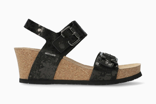Mephisto Women's Lissandra Black Paint Leather Wedge