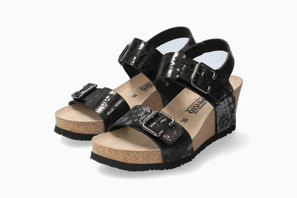 Mephisto Women's Lissandra Black Paint Leather Wedge
