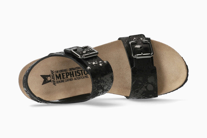 Mephisto Women's Lissandra Black Paint Leather Wedge