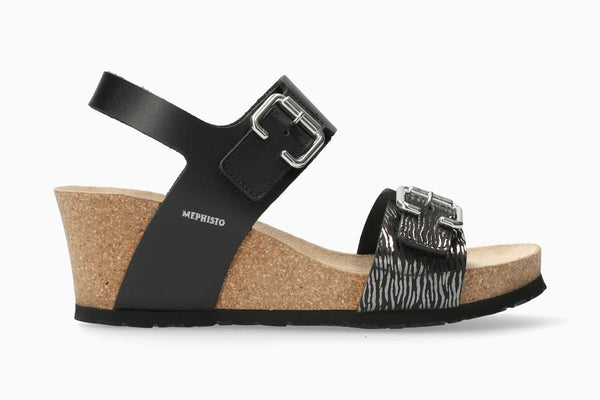 Mephisto Women's Lissandra Black Zebra Leather Wedge