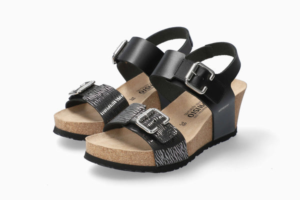 Mephisto Women's Lissandra Black Zebra Leather Wedge
