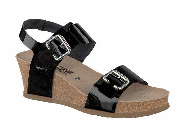 Mephisto Women's Lissandra Black Patent Leather Wedge