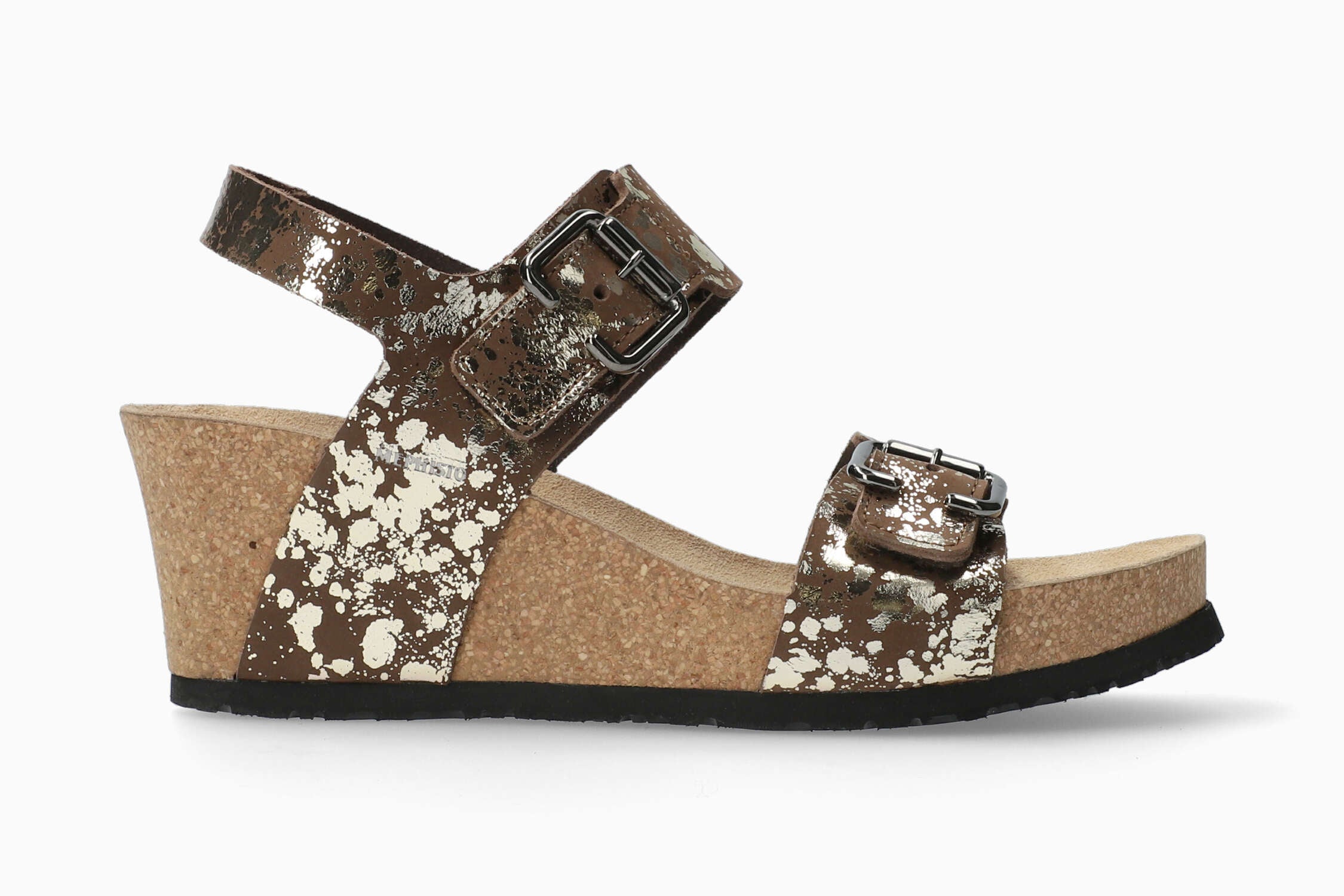 Mephisto Women's Lissandra Dark Brown Paint Leather Wedge