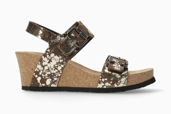 Mephisto Women's Lissandra Dark Brown Paint Leather Wedge