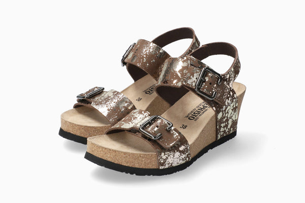 Mephisto Women's Lissandra Dark Brown Paint Leather Wedge