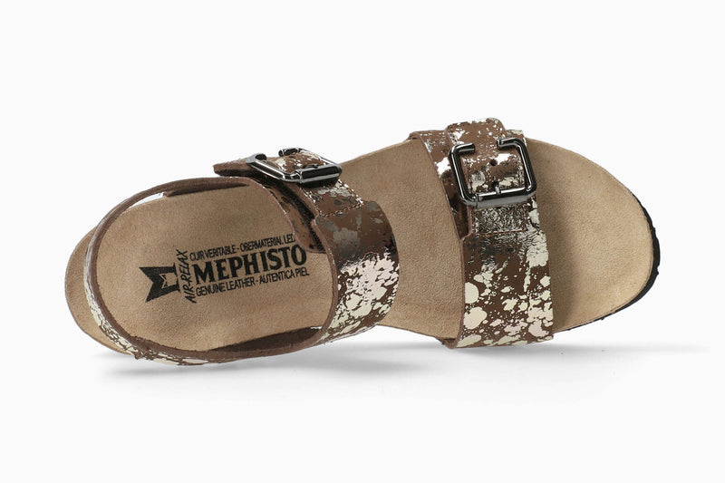 Mephisto Women's Lissandra Dark Brown Paint Leather Wedge