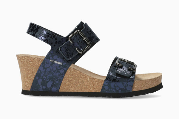 Women's Mephisto Lissandra Navy Paint Leather Wedge