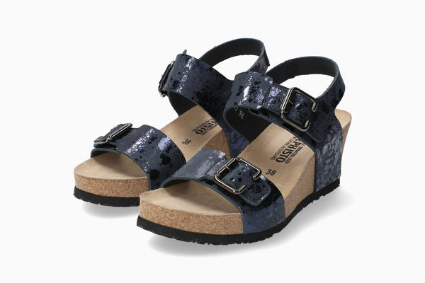 Women's Mephisto Lissandra Navy Paint Leather Wedge