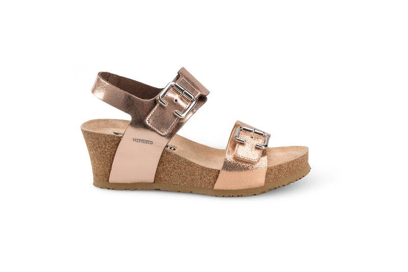 Mephisto Women's Lissandra Old Pink Metallic Leather Wedge