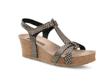 Mephisto Women's Liviane Black Reptile Print Leather Wedge