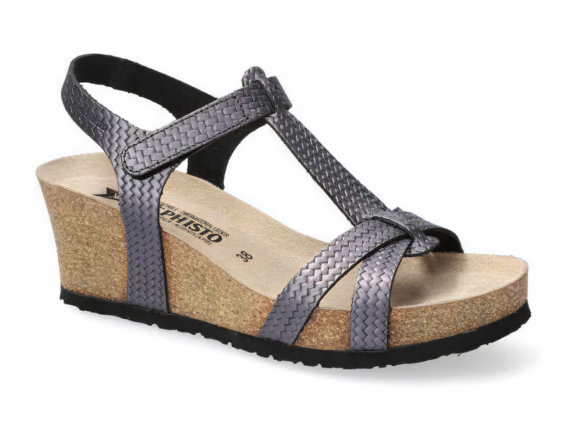 Mephisto Women's Liviane Grey Twist Leather Wedge