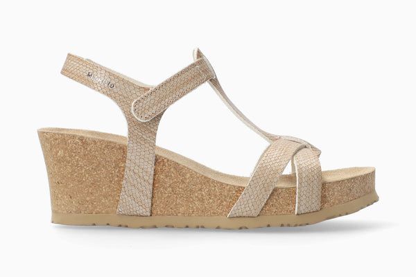Mephisto Women's Liviane Light Sand Reptile Print Leather Wedge