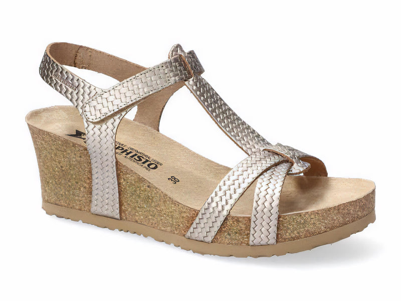 Mephisto Women's Liviane Platinum Twist Leather Wedge