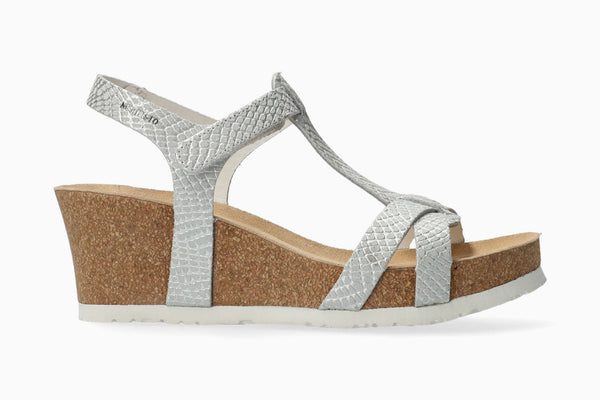 Mephisto Women's Liviane White Reptile Print Leather Wedge