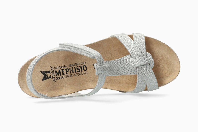 Mephisto Women's Liviane White Reptile Print Leather Wedge