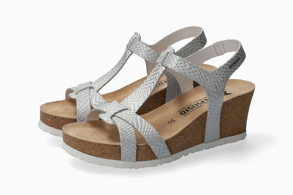Mephisto Women's Liviane White Reptile Print Leather Wedge