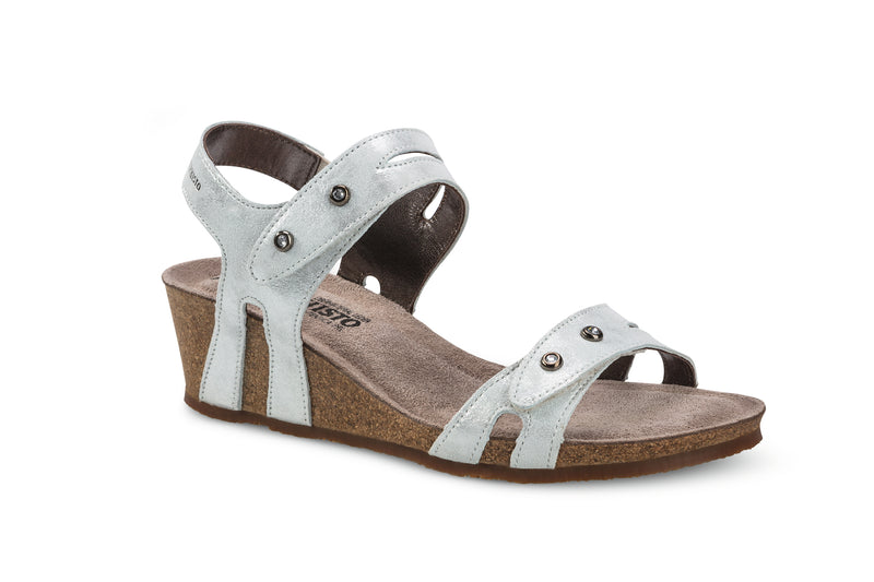 Mephisto Women's Minoa Silver Metallic Leather Wedge