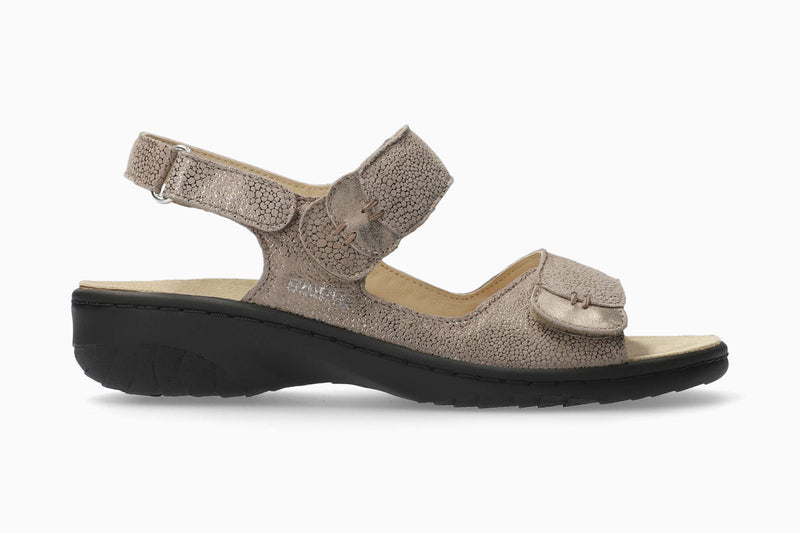 Mephisto Mobils Women's Getha Dark Taupe Printed Nubuck Sandal