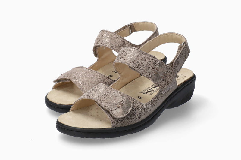 Mephisto Mobils Women's Getha Dark Taupe Printed Nubuck Sandal
