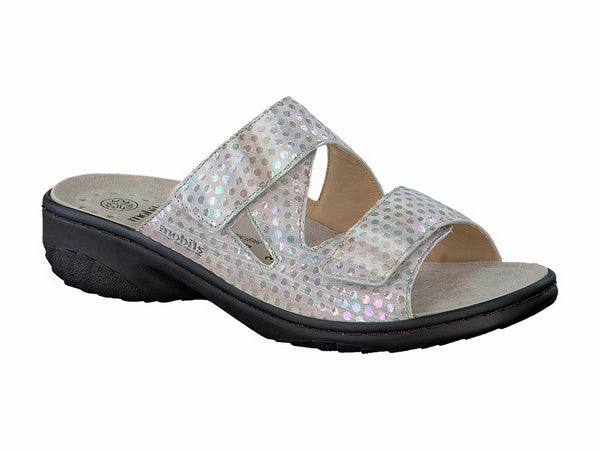 Mephisto Mobils Women's Geva light Sand Snake Print Leather Sandal