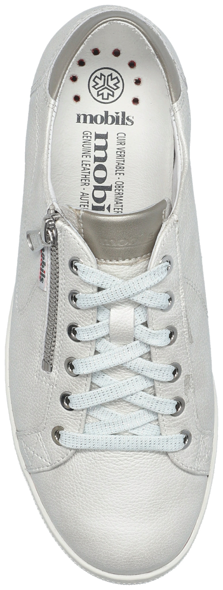 Mephisto Mobils Women's Hawai Off White Metallic Leather Sneaker