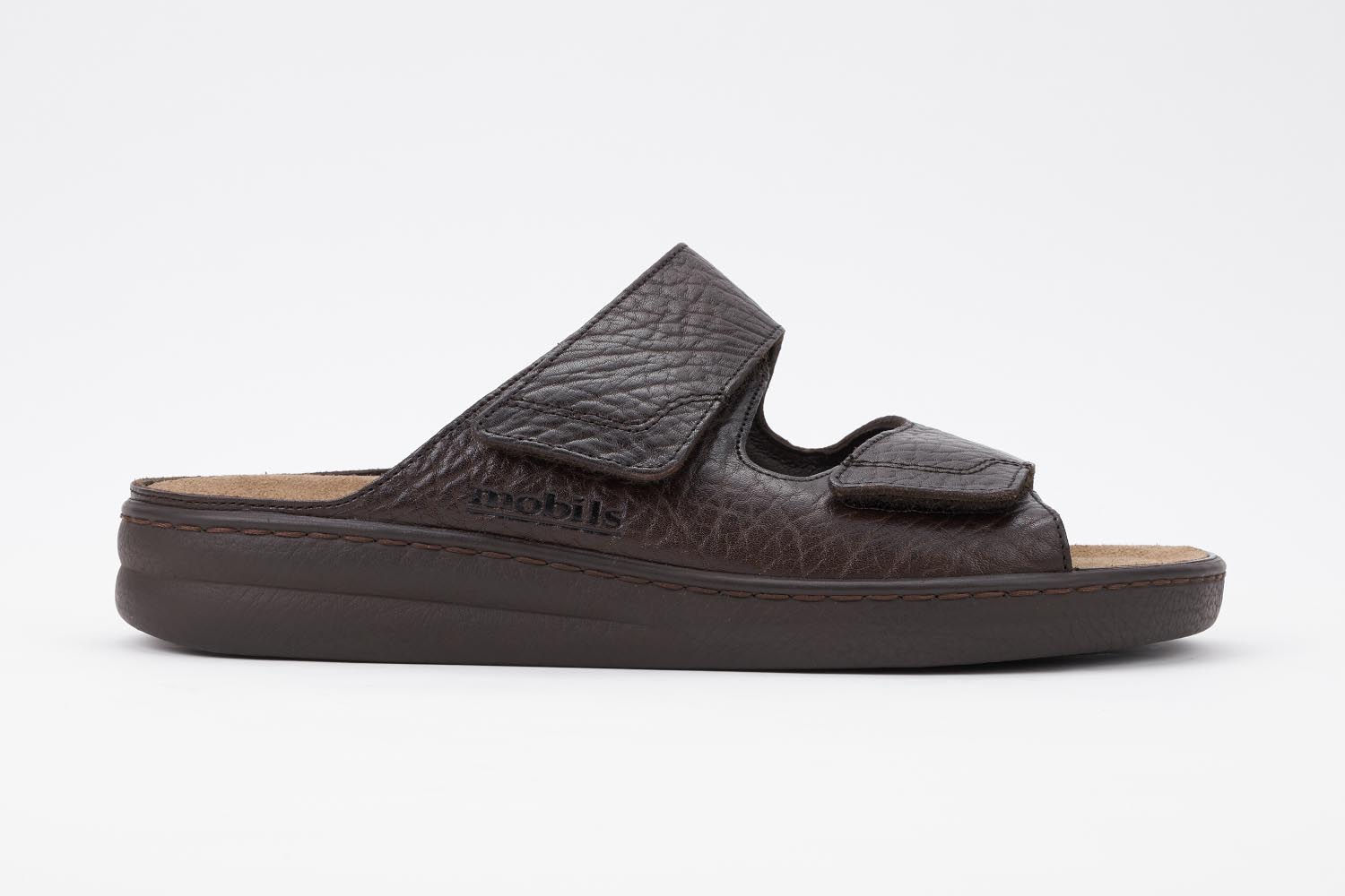 Mephisto Mobils Men's James Dark Brown Grain Leather Sandal
