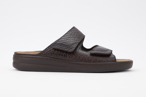 Mephisto Mobils Men's James Dark Brown Grain Leather Sandal