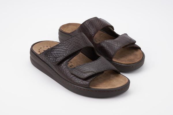 Mephisto Mobils Men's James Dark Brown Grain Leather Sandal