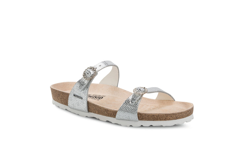 Mephisto Women's Norie Silver Fiori Metallic Leather Sandal