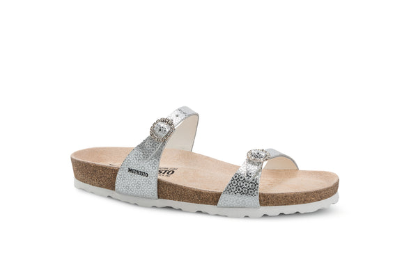 Mephisto Women's Norie Silver Fiori Metallic Leather Sandal