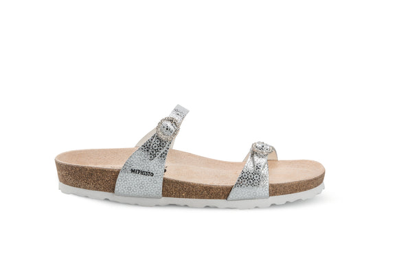 Mephisto Women's Norie Silver Fiori Metallic Leather Sandal