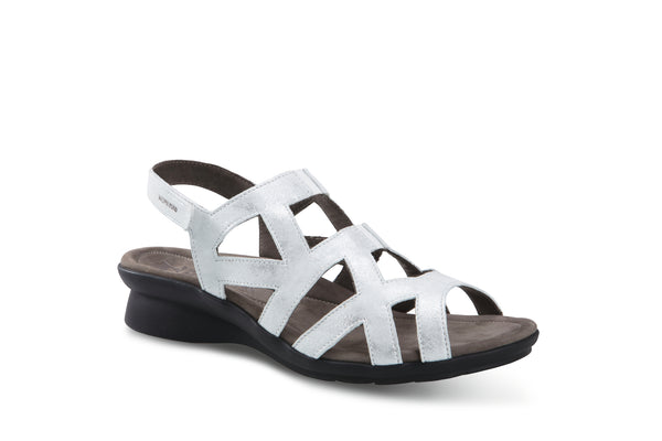 Mephisto Women's Pamela Silver Metallic Leather Sandal