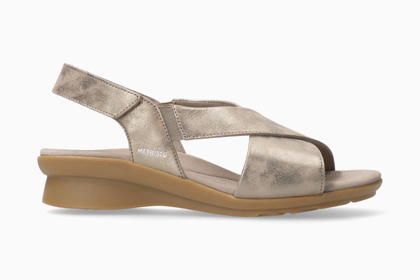 Mephisto Women's Phara Dark Taupe Metallic Leather Sandal