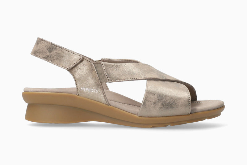 Mephisto Women's Phara Dark Taupe Metallic Leather Sandal
