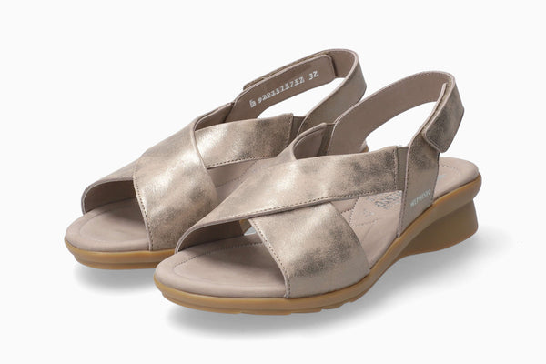 Mephisto Women's Phara Dark Taupe Metallic Leather Sandal