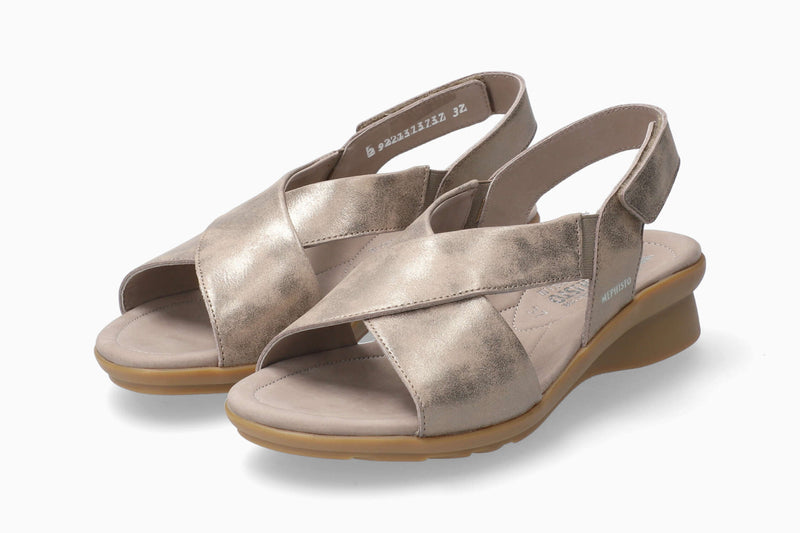 Mephisto Women's Phara Dark Taupe Metallic Leather Sandal