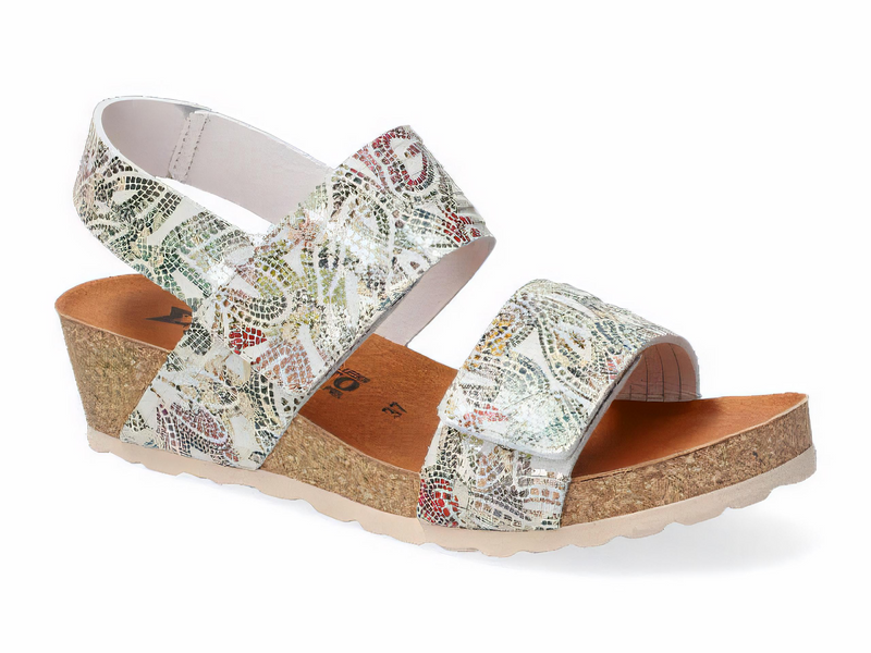 Mephisto Women's Rosalia Multi Pompei Leather Wedge Sandal