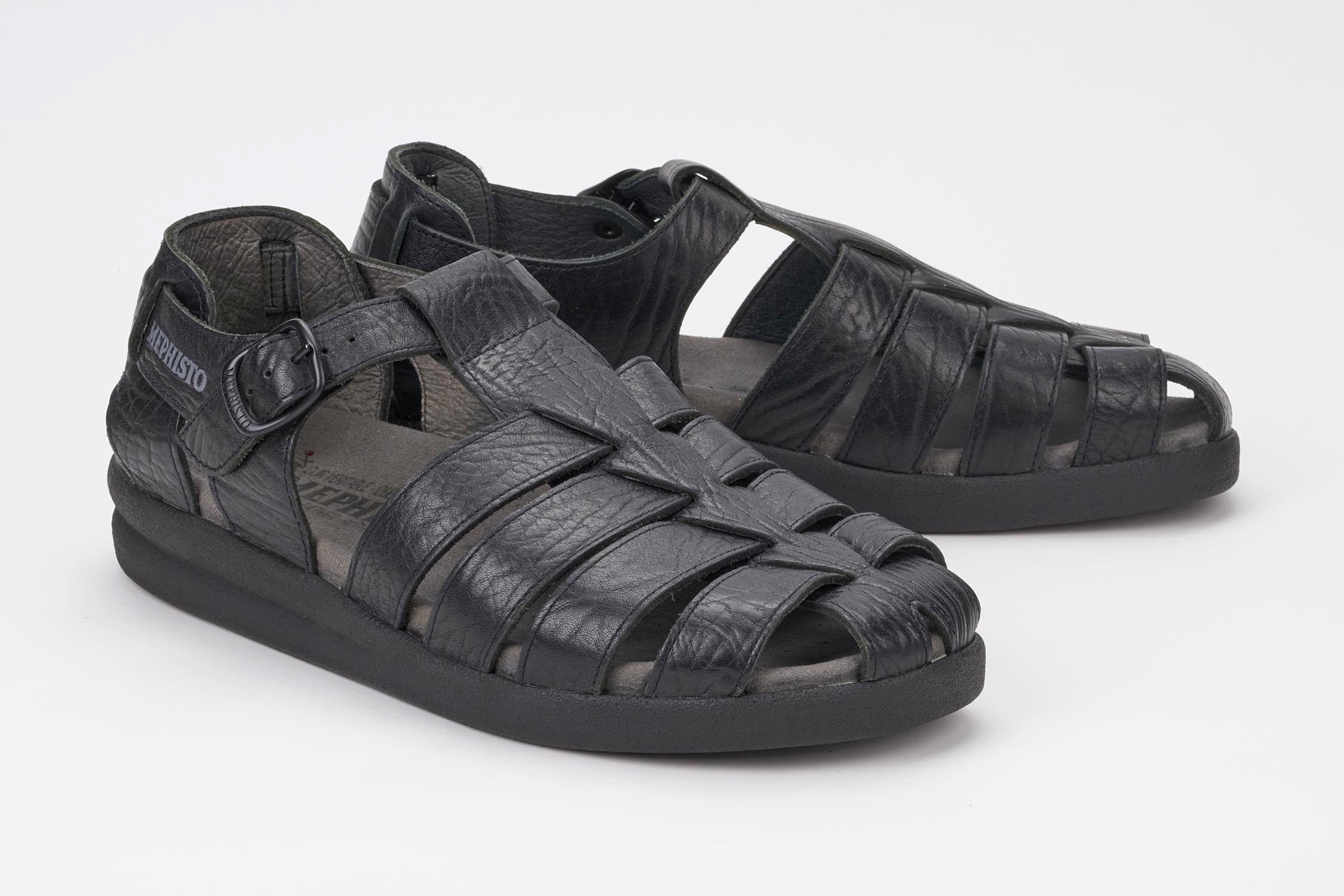 Mephisto Men's Sam Black Grain Leather Sandal