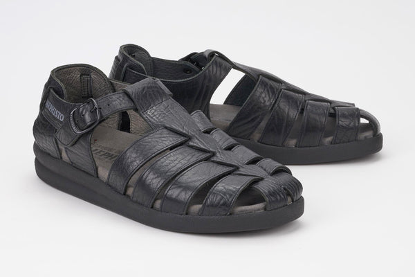 Mephisto Men's Sam Black Grain Leather Sandal