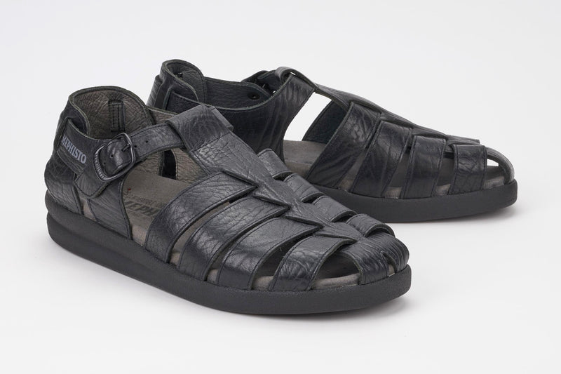 Mephisto Men's Sam Black Grain Leather Sandal